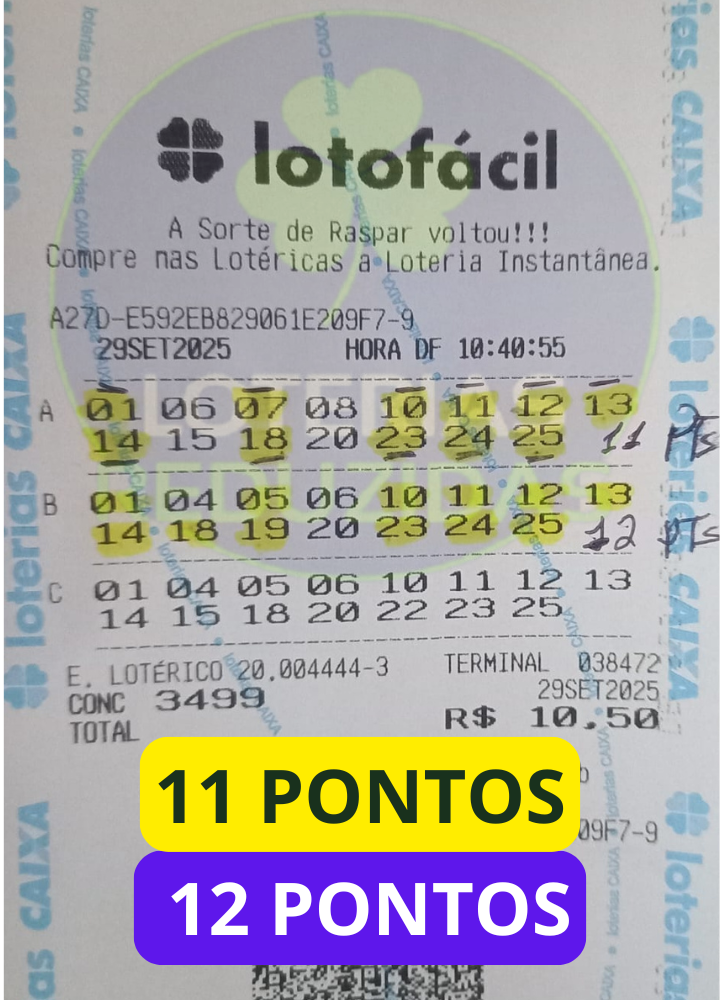 Lotofácil — 11 e 12 pontos