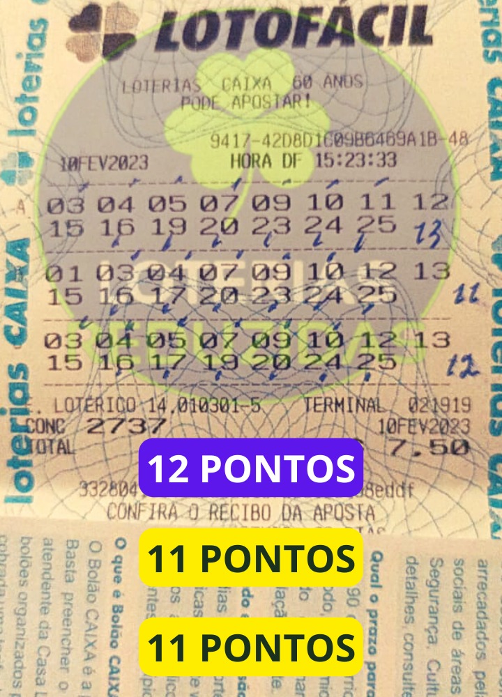 Lotofácil — 12 e 2x 11 pontos