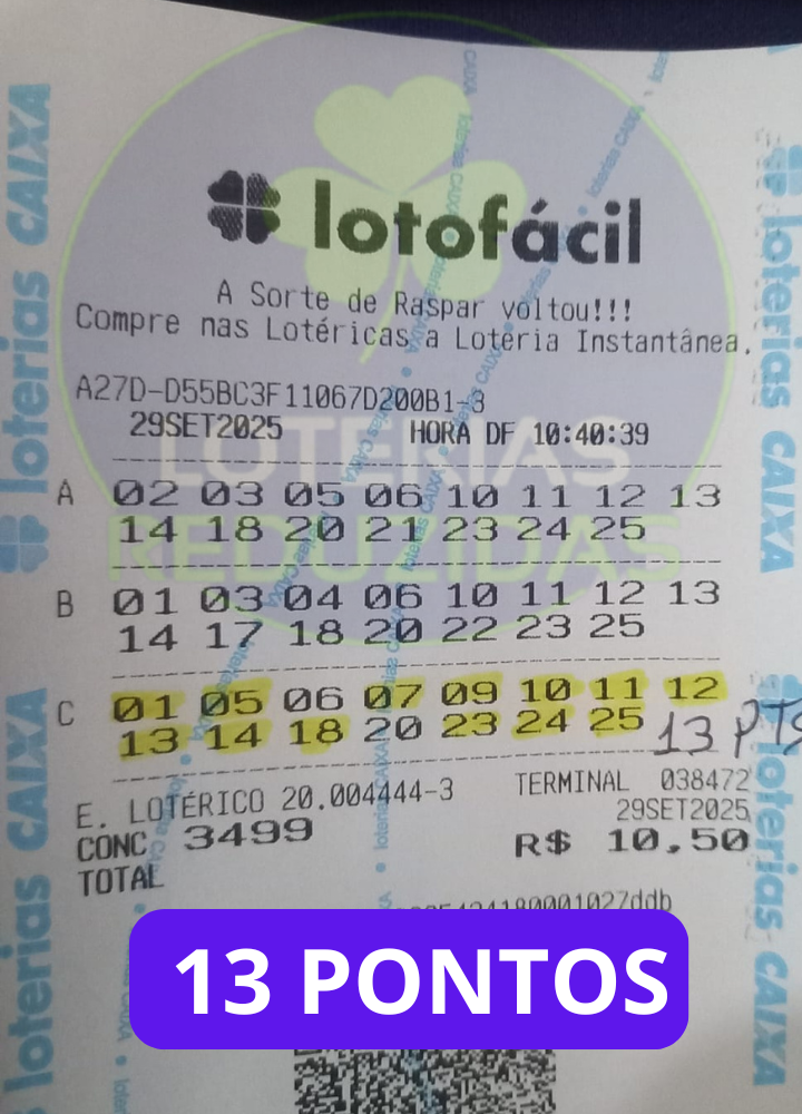 Lotofácil — 13 pontos