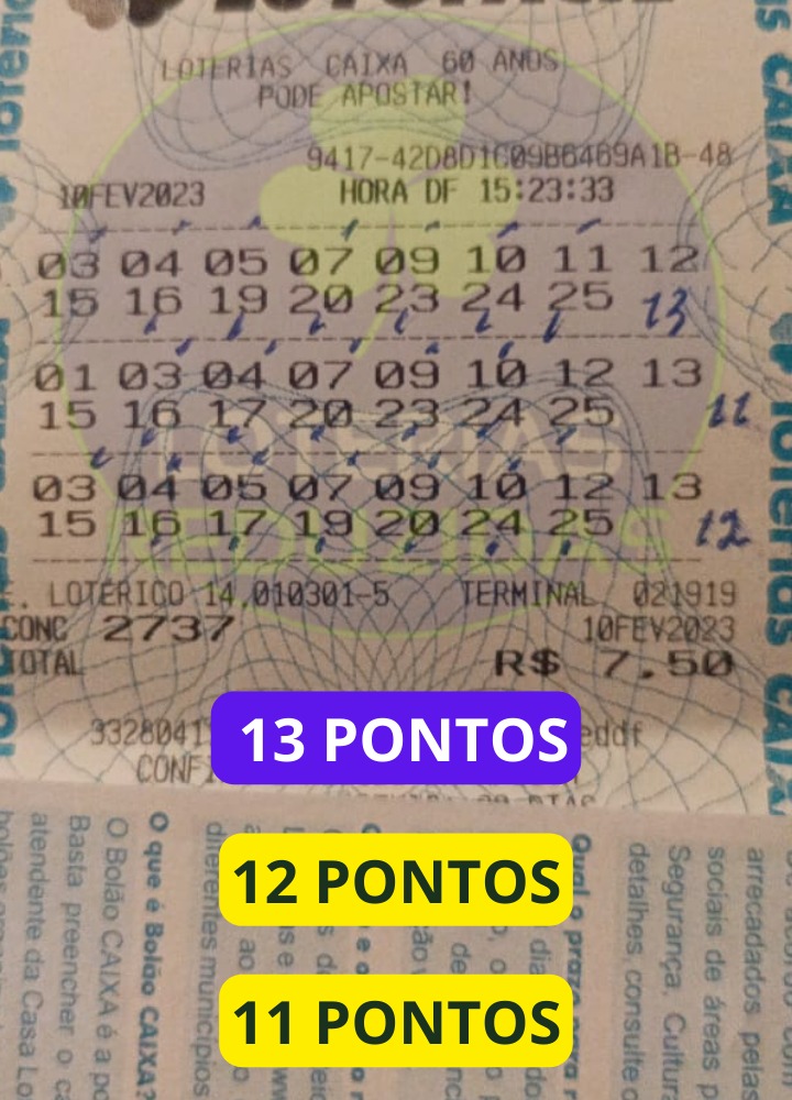 Lotofácil — 13, 12 e 11 pontos